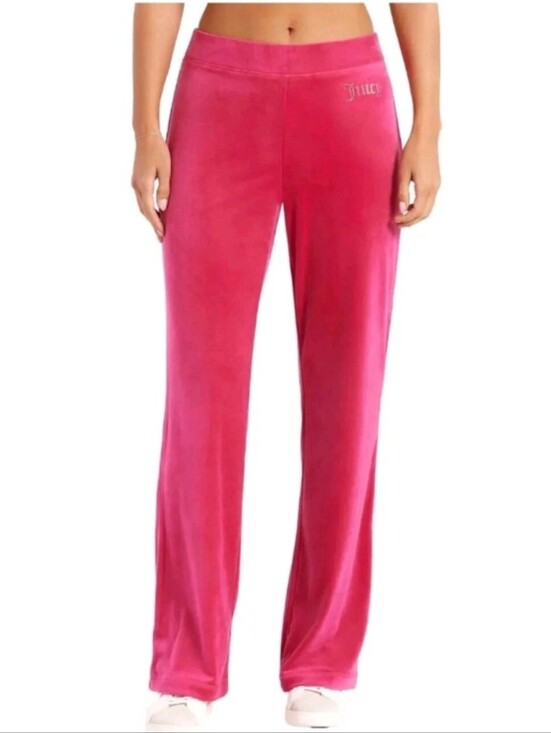 Juicy Couture Pants - Juicy Couture Bling Velour Track Pants Hot Pink Rhinestone Bootcut Medium SOFT